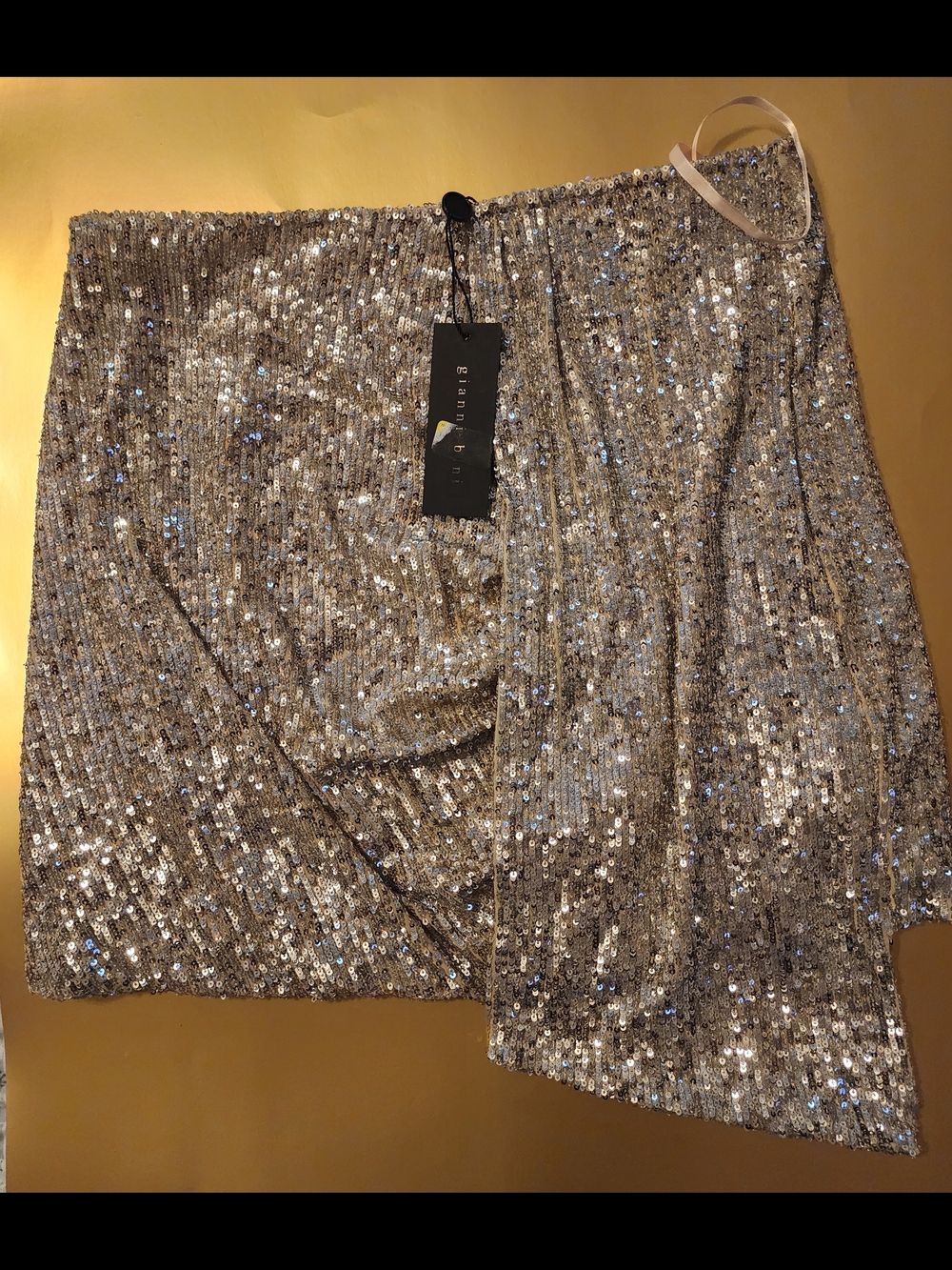 Gianni Bini Silver Sequin Mini Skirt